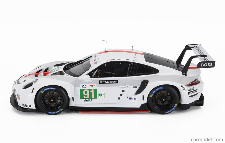 Porsche 911 991-2 4.2L Team Porsche GT N°91 Víťaz Lmgte Pro Class 24h Le Mans 2022 Gianmaria Bruni - Richard Lietz - Frederic Makowiecki 1:18 IXO Models biela sivá červená
