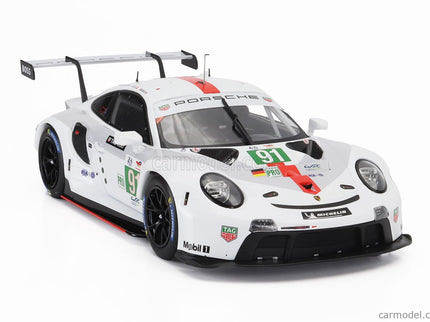 Porsche 911 991-2 4.2L Team Porsche GT N°91 Víťaz Lmgte Pro Class 24h Le Mans 2022 Gianmaria Bruni - Richard Lietz - Frederic Makowiecki 1:18 IXO Models biela sivá červená