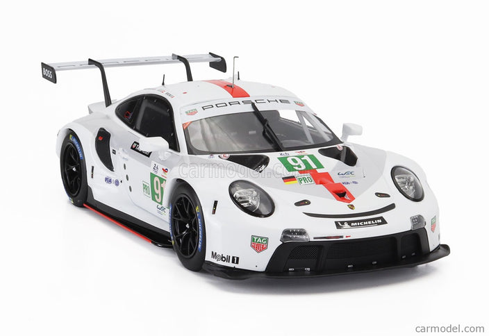 Porsche 911 991-2 4.2L Team Porsche GT N°91 Víťaz Lmgte Pro Class 24h Le Mans 2022 Gianmaria Bruni - Richard Lietz - Frederic Makowiecki 1:18 IXO Models biela sivá červená