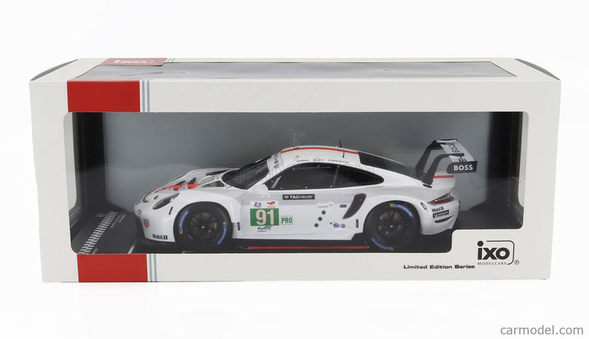 Porsche 911 991-2 4.2L Team Porsche GT N°91 Víťaz Lmgte Pro Class 24h Le Mans 2022 Gianmaria Bruni - Richard Lietz - Frederic Makowiecki 1:18 IXO Models biela sivá červená