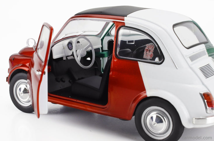 Fiat 500 Italian Livery Tribute 1965 1:18 Solido červená zelená biela