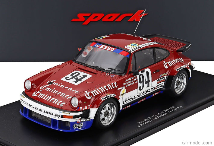 Porsche 911 934 3.3L Turbo Team Equipe Almeras Freres N°94 24h Le Mans 1980 Jacques Almeras - Jean Marie Almeras - Marianne Hoepfner 1:18 Spark Model červená biela modrá