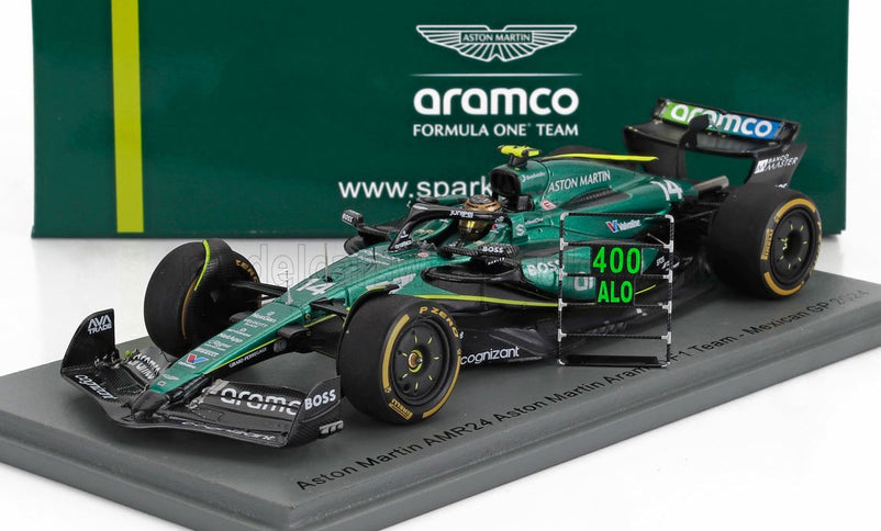 ASTON MARTIN | F1  AMR24 TEAM ARAMCO COGNIZANT N 14 MEXICO GP WITH PIT BOARD AND SPECIAL BASE 2024 FERNANDO ALONSO | GREEN BLACK