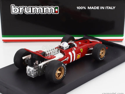Ferrari F1 312 N°11 Monaco GP 1969 Chris Amon - With Driver Figúrka 1:43 Brumm červená biela