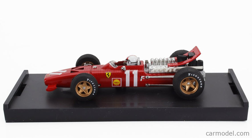 Ferrari F1 312 N°11 Monaco GP 1969 Chris Amon - With Driver Figúrka 1:43 Brumm červená biela