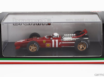 Ferrari F1 312 N°11 Monaco GP 1969 Chris Amon - With Driver Figúrka 1:43 Brumm červená biela