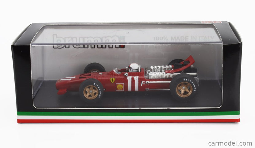 Ferrari F1 312 N°11 Monaco GP 1969 Chris Amon - With Driver Figúrka 1:43 Brumm červená biela