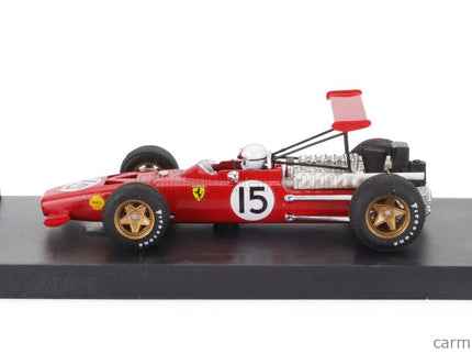 Ferrari F1 312 N°15 Spain GP 1969 Chris Amon - With Driver Figúrka 1:43 Brumm červená biela