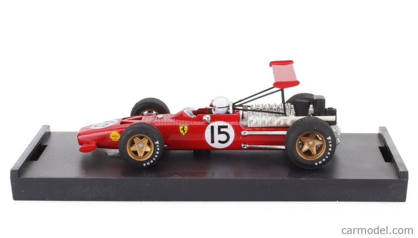 Ferrari F1 312 N°15 Spain GP 1969 Chris Amon - With Driver Figúrka 1:43 Brumm červená biela