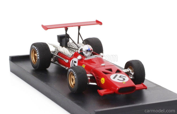 Ferrari F1 312 N°15 Spain GP 1969 Chris Amon - With Driver Figúrka 1:43 Brumm červená biela