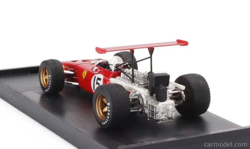 Ferrari F1 312 N°15 Spain GP 1969 Chris Amon - With Driver Figúrka 1:43 Brumm červená biela