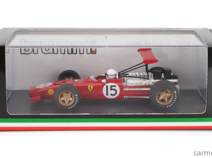 Ferrari F1 312 N°15 Spain GP 1969 Chris Amon - With Driver Figúrka 1:43 Brumm červená biela