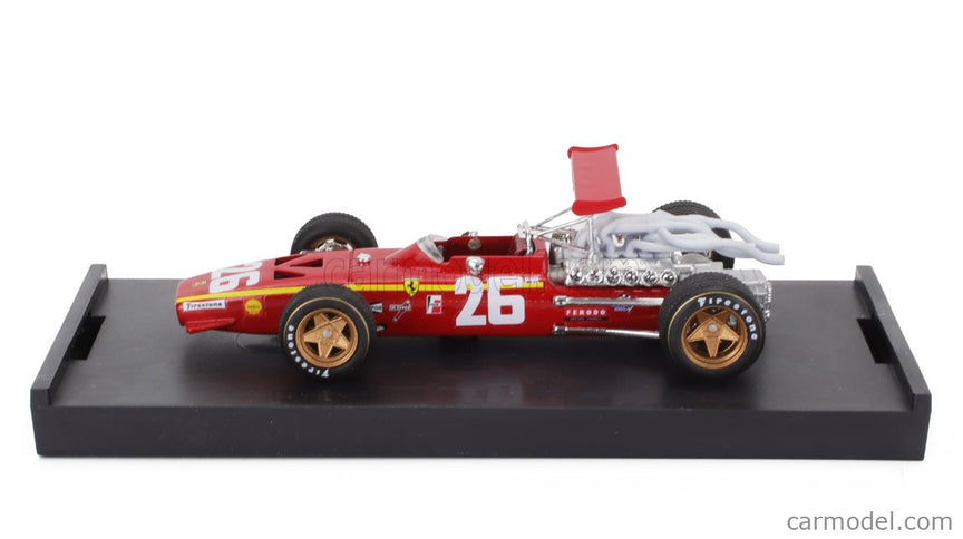 Ferrari F1 312 N°15 Spain GP 1969 Chris Amon - With Driver Figúrka 1:43 Brumm červená biela
