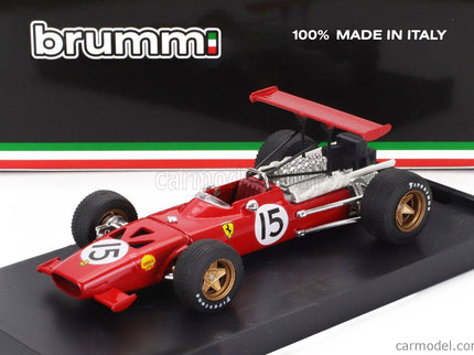 Ferrari F1 312 N°15 Spain GP 1969 Chris Amon 1:43 Brumm červená biela