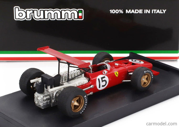 Ferrari F1 312 N°15 Spain GP 1969 Chris Amon 1:43 Brumm červená biela
