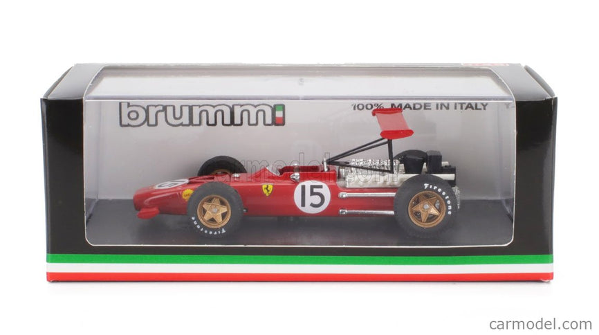 Ferrari F1 312 N°15 Spain GP 1969 Chris Amon 1:43 Brumm červená biela