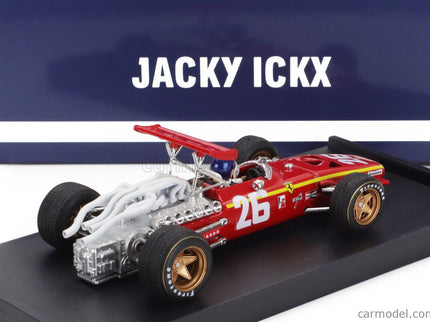Ferrari F1 312 N°26 Víťaz France GP 1968 Jacky Ickx - With Driver Figúrka 1:43 Brumm červená biela