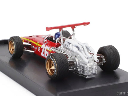 Ferrari F1 312 N°26 Víťaz France GP 1968 Jacky Ickx - With Driver Figúrka 1:43 Brumm červená biela