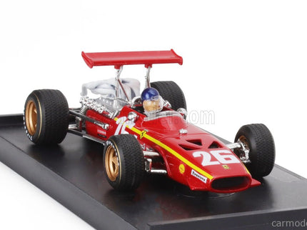 Ferrari F1 312 N°26 Víťaz France GP 1968 Jacky Ickx - With Driver Figúrka 1:43 Brumm červená biela