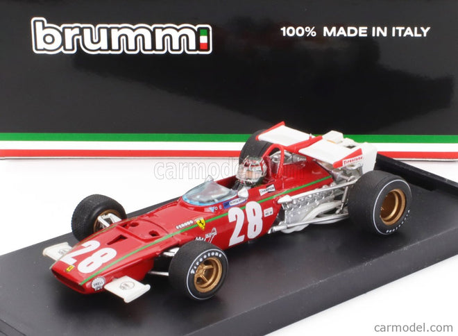 Ferrari F1 312B N°28 Belgium GP 1970 Ignazio Giunti - With Driver Figúrka 1:43 Brumm červená biela