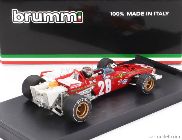 Ferrari F1 312B N°28 Belgium GP 1970 Ignazio Giunti - With Driver Figúrka 1:43 Brumm červená biela