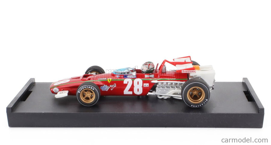 Ferrari F1 312B N°28 Belgium GP 1970 Ignazio Giunti - With Driver Figúrka 1:43 Brumm červená biela