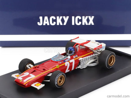Ferrari F1 312B N°27 Belgium GP 1970 Jacky Ickx - With Driver Figúrka 1:43 Brumm červená biela