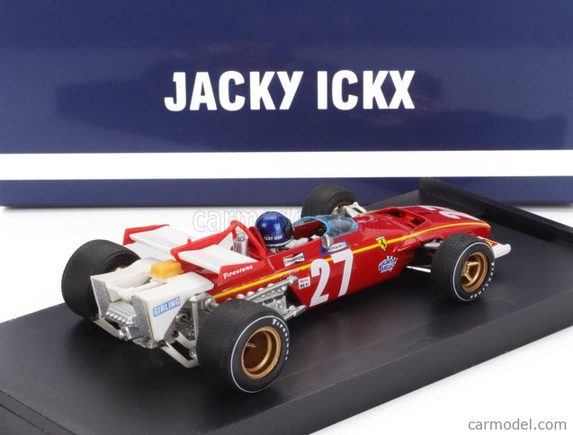 Ferrari F1 312B N°27 Belgium GP 1970 Jacky Ickx - With Driver Figúrka 1:43 Brumm červená biela