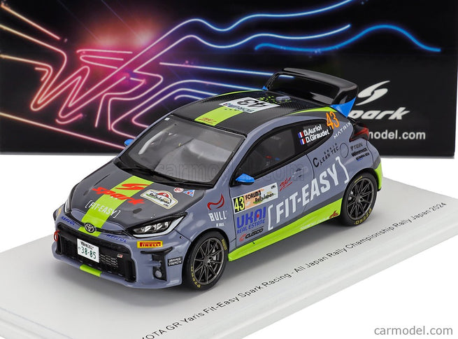 Toyota Yaris GR Team Fit-Easy Spark Racing N°43 Rally Japan 2024 Didier Auriol - Denis Giraudet 1:43 Spark Model modrá zelená čierna