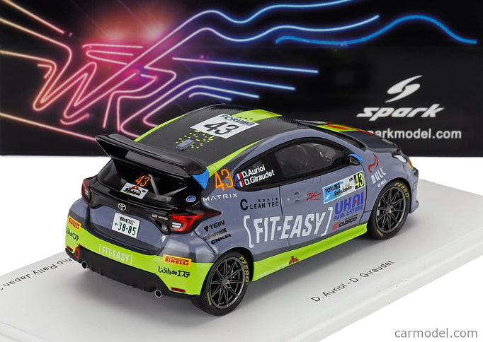 Toyota Yaris GR Team Fit-Easy Spark Racing N°43 Rally Japan 2024 Didier Auriol - Denis Giraudet 1:43 Spark Model modrá zelená čierna