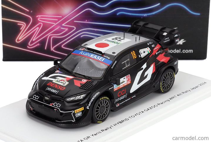 Toyota Yaris GR RALLY1 Hybrid Team Toyota Gazoo Racing Wrt N°18 4. Miesto Rally Japan 2024 Takamoto Katsuta - Aaron Johnston 1:43 Spark Model čierna biela