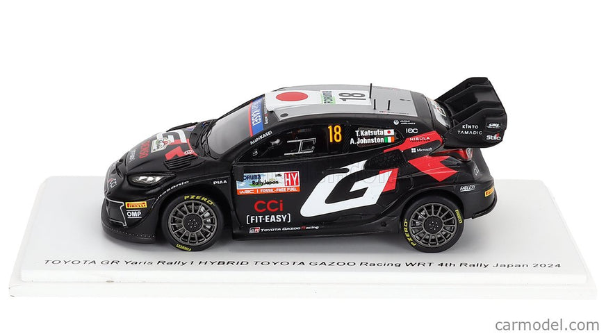 Toyota Yaris GR RALLY1 Hybrid Team Toyota Gazoo Racing Wrt N°18 4. Miesto Rally Japan 2024 Takamoto Katsuta - Aaron Johnston 1:43 Spark Model čierna biela