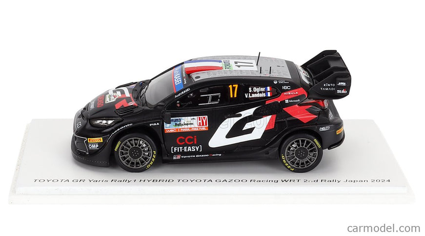 Toyota Yaris GR RALLY1 Hybrid Team Toyota Gazoo Racing Wrt N°17 2. Miesto Rally Japan 2024 Sebastian Ogier - Vincent Landais 1:43 Spark Model čierna