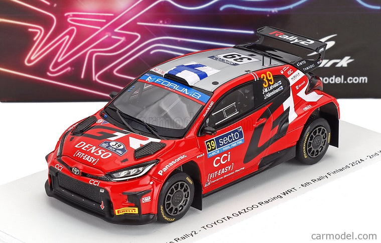 Toyota Yaris GR RALLY2 Hybrid Team Toyota Gazoo Racing Wrt N°39 6. Miesto Rally Finland 2024 Jari Matti Latvala - Juho Hanninen 1:43 Spark Model červená