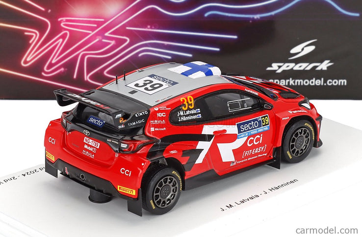 Toyota Yaris GR RALLY2 Hybrid Team Toyota Gazoo Racing Wrt N°39 6. Miesto Rally Finland 2024 Jari Matti Latvala - Juho Hanninen 1:43 Spark Model červená
