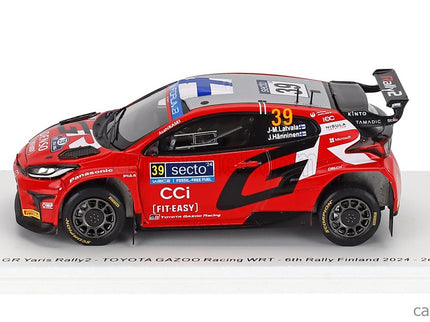 Toyota Yaris GR RALLY2 Hybrid Team Toyota Gazoo Racing Wrt N°39 6. Miesto Rally Finland 2024 Jari Matti Latvala - Juho Hanninen 1:43 Spark Model červená