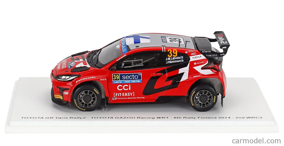 Toyota Yaris GR RALLY2 Hybrid Team Toyota Gazoo Racing Wrt N°39 6. Miesto Rally Finland 2024 Jari Matti Latvala - Juho Hanninen 1:43 Spark Model červená