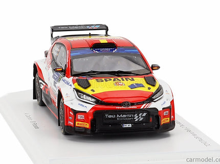 Toyota Yaris GR RALLY2 Team Teo Martin Motorsport N°2 Víťaz Rally FIA Motorsport Games Valencia 2024 Alejandro Cachon - Borja Rozada 1:43 Spark Model červená biela žltá