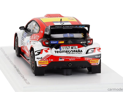 Toyota Yaris GR RALLY2 Team Teo Martin Motorsport N°2 Víťaz Rally FIA Motorsport Games Valencia 2024 Alejandro Cachon - Borja Rozada 1:43 Spark Model červená biela žltá