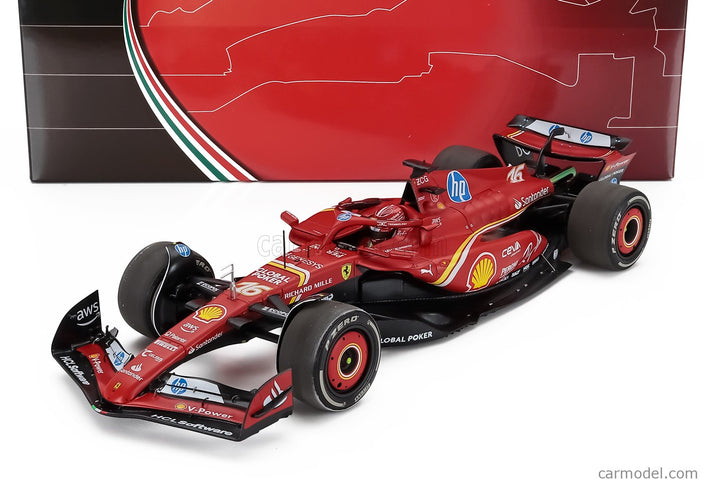 Ferrari F1 SF-24 Team Scuderia Ferrari N°16 Víťaz Austin USA GP 2024 Charles Leclerc - Polyfoam Packaging 1:18 BBR Models červená čierna
