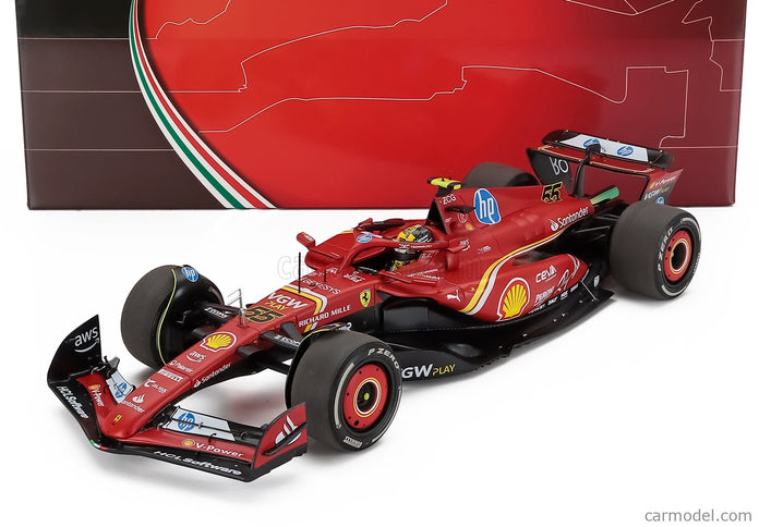 Ferrari F1 SF-24 Team Scuderia Ferrari N°55 Monza Italy GP 2024 Carlos Sainz - Polyfoam Packaging 1:18 BBR Models červená čierna