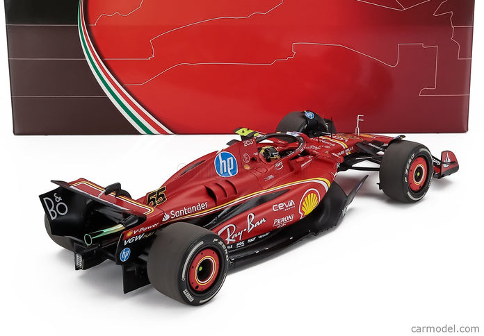 Ferrari F1 SF-24 Team Scuderia Ferrari N°55 Monza Italy GP 2024 Carlos Sainz - Polyfoam Packaging 1:18 BBR Models červená čierna