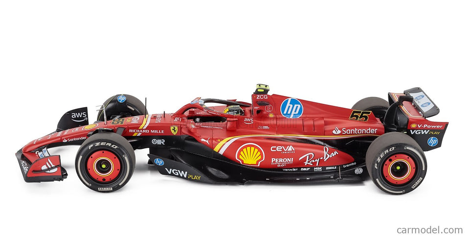 Ferrari F1 SF-24 Team Scuderia Ferrari N°55 Monza Italy GP 2024 Carlos Sainz - Polyfoam Packaging 1:18 BBR Models červená čierna