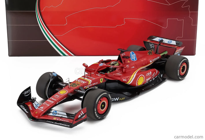 Ferrari F1 SF-24 Team Scuderia Ferrari N°16 Víťaz Monza Italy GP 2024 Charles Leclerc - Polyfoam Packaging 1:18 BBR Models červená čierna