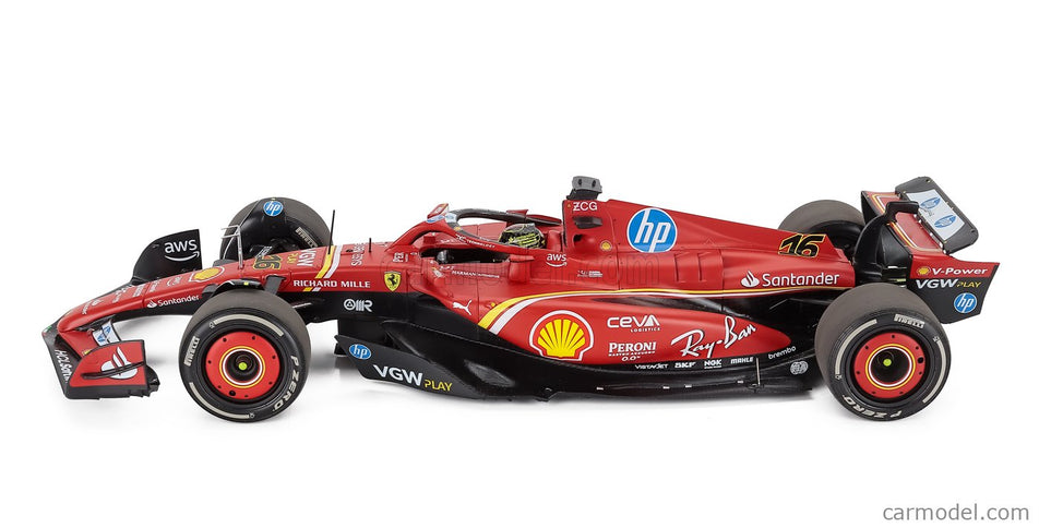 Ferrari F1 SF-24 Team Scuderia Ferrari N°16 Víťaz Monza Italy GP 2024 Charles Leclerc - Polyfoam Packaging 1:18 BBR Models červená čierna