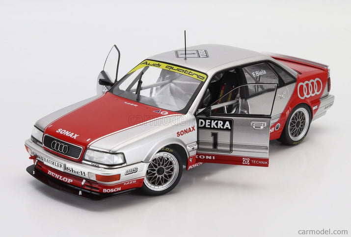 Audi Quattro V8 Team Azr N°1 DTM Sezóna 1992 Frank Biela 1:18 Werk83 strieborná červená