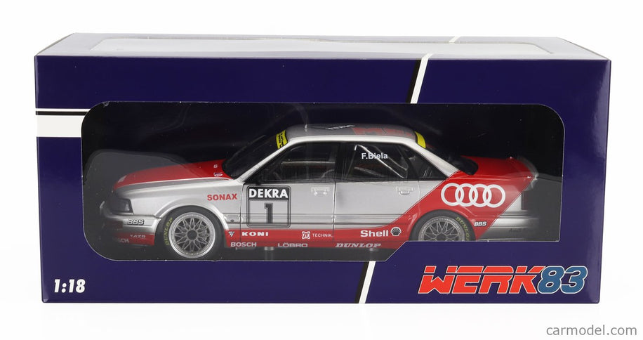 Audi Quattro V8 Team Azr N°1 DTM Sezóna 1992 Frank Biela 1:18 Werk83 strieborná červená