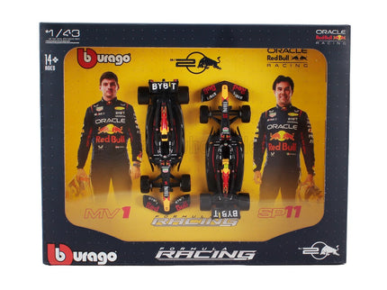 RED BULL | SET F1  2X RB20 TEAM ORACLE RED BULL RACING N 1 WORLD CHAMPION SEASON 2024 MAX VERSTAPPEN + N 11 SERGIO PEREZ | MATT BLUE YELLOW RED