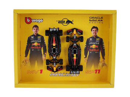 RED BULL | SET F1  2X RB20 TEAM ORACLE RED BULL RACING N 1 WORLD CHAMPION SEASON 2024 MAX VERSTAPPEN + N 11 SERGIO PEREZ | MATT BLUE YELLOW RED