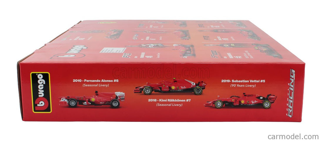 Ferrari Set F1 7X Team Scuderia Ferrari N°5 2019 Sebastian Vettel - SF1000 N°16 2020 - SF21 N°16 Sezóna 2021 - SF-75 N°55 2022 - SF-23 N°55 2023 - SF-24 N°16 2024 Charles Leclerc + N°55 Carlos Sainz 1:43 Bburago červená čierna